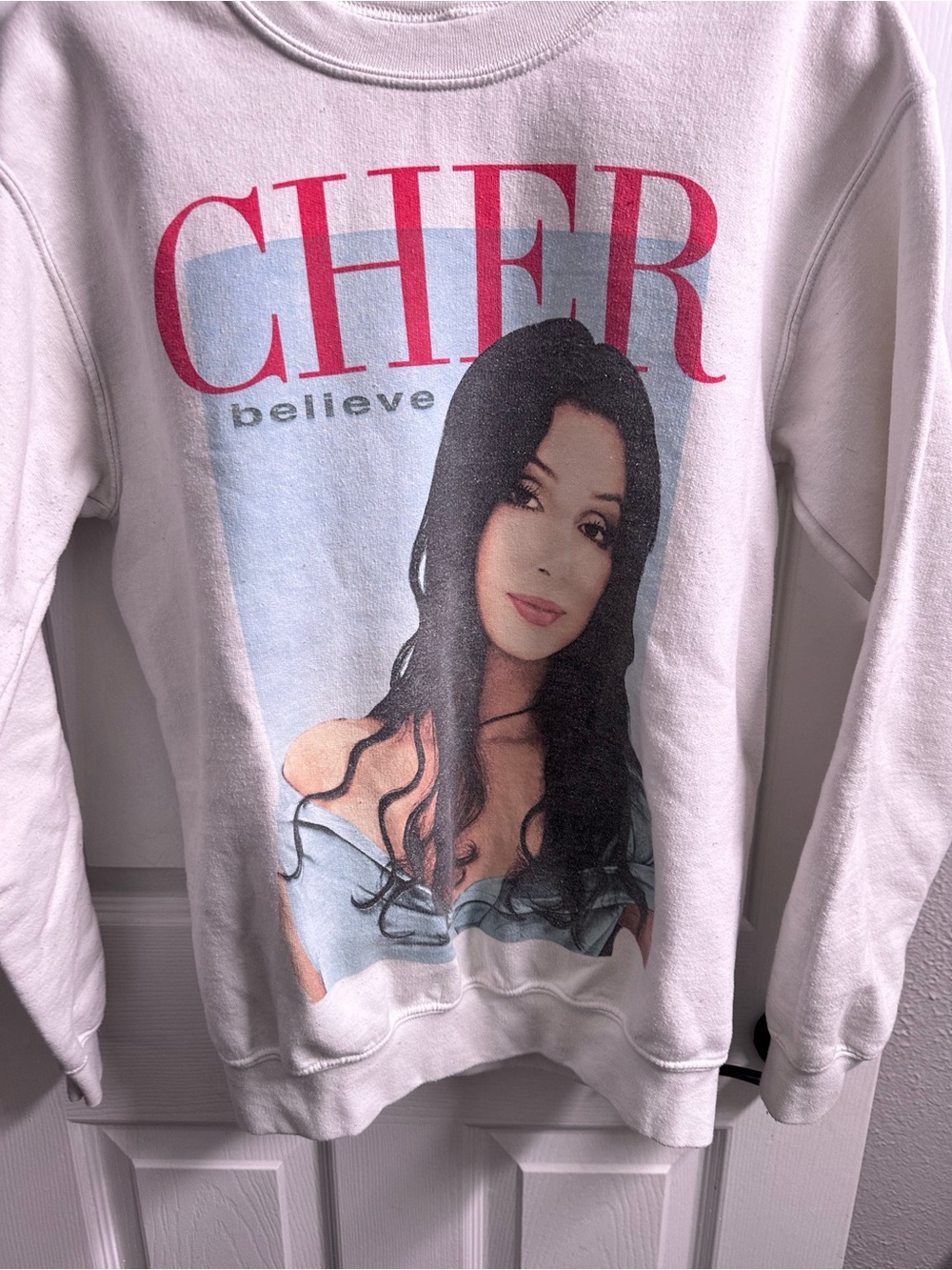 Cher Believe Bravado Graphic Sweatshirt Women’s Small White Official Band Crewne
